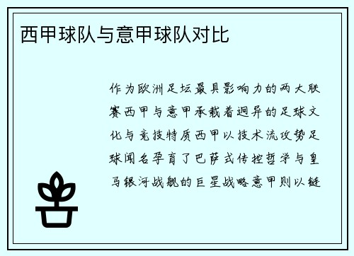 西甲球队与意甲球队对比